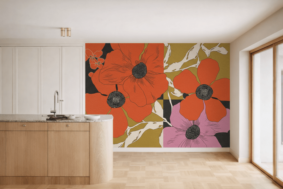 Crimson Blossom Tapestry