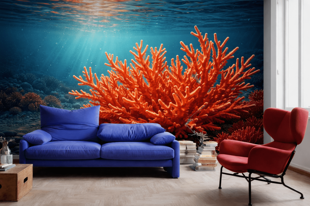 Crimson Fractal Mural